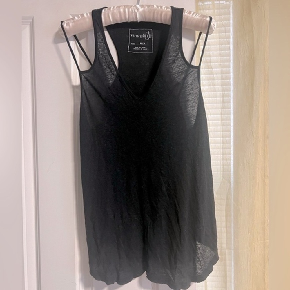 We The Free Black Asymmetrical Camisole Tank Top
